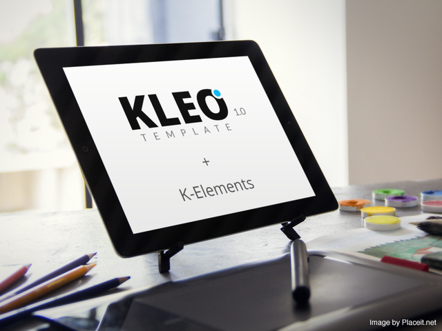 A tablet with the word kleo on it.