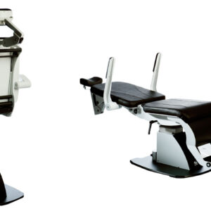 A black and white image of a S4Optik 1800 Ophthalmic Chair.