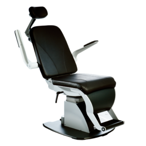 A S4Optik 1800 Ophthalmic Chair on a black background.