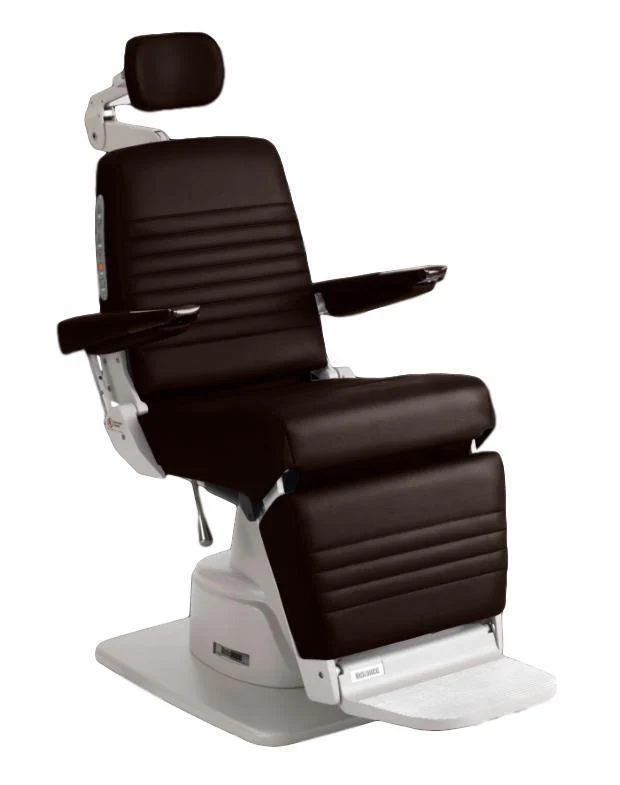 Black medical examination chair with footrest. Black medical examination chair with footrest.