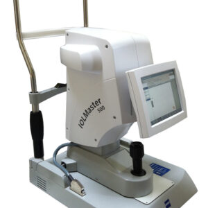 A Zeiss IOLMaster 500 Biometry A Scan with a computer on top of it.