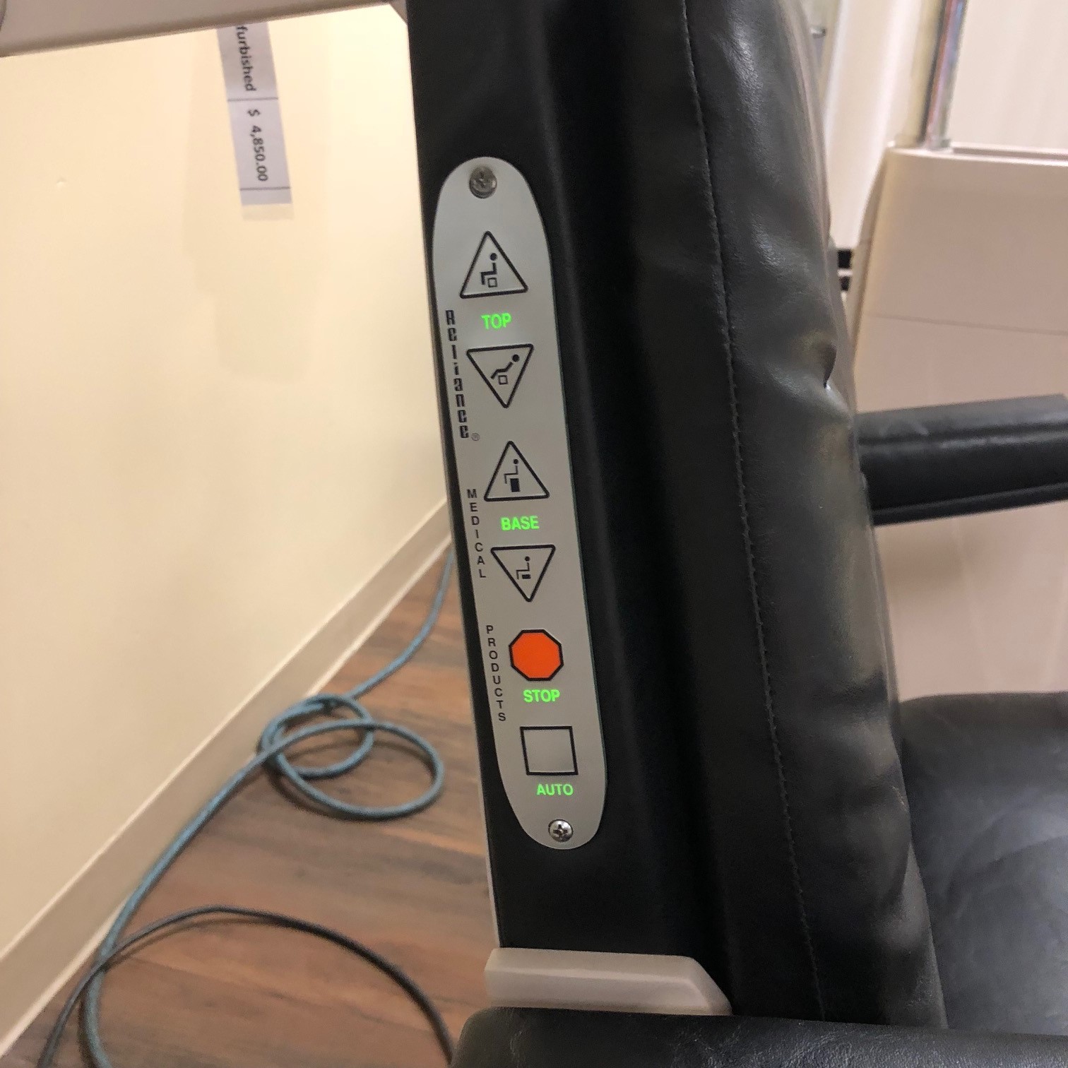 Chair control panel with buttons and labels. Chair control panel with buttons and labels.