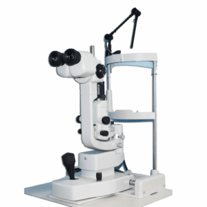 Slit lamp used for eye examinations.