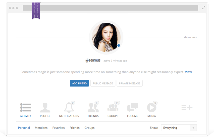 A woman's profile is displayed on a computer screen.